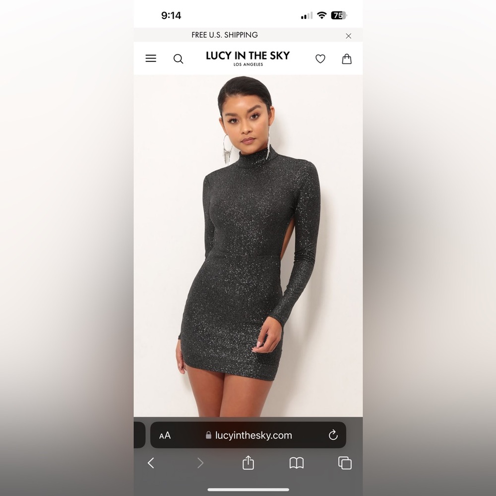 Lucy in the Sky - Black Crystal Open Back Dress - Small